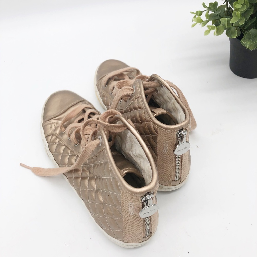 GEOX New Club Quilted High Top Sneakers Rose Gold - Picture 11 of 14